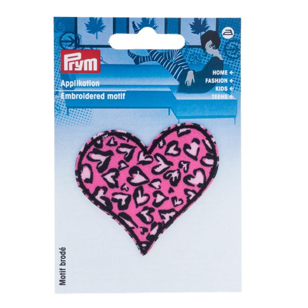Термоаппликация Сердце, 6x5.5 см, цвет розовый, яркий, 1шт, Prym, 922020