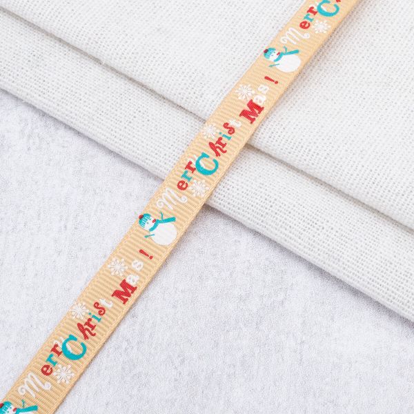 Лента репсовая (в рубчик) с рисунком 10.0 мм / 45.72 метра, НГ 1056, цв. золото, 24428