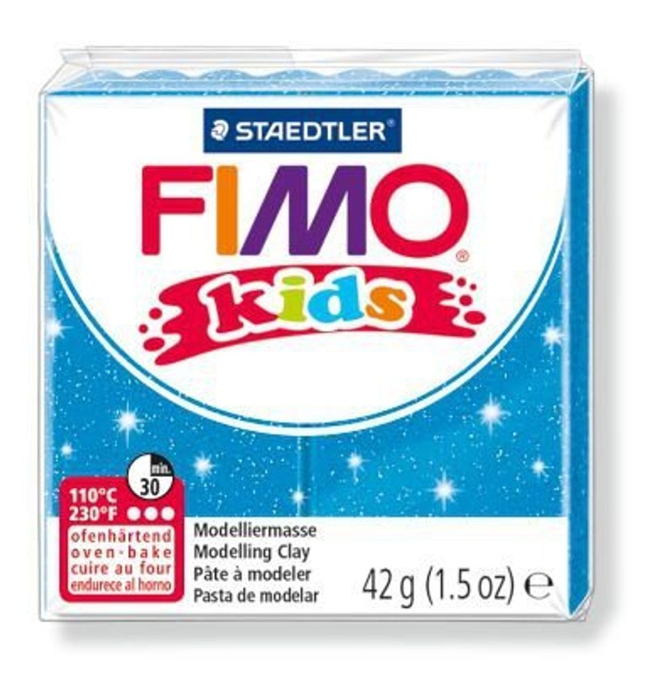Полимерная глина для детей Fimo Kids, уп. 42 гр, цв. блестящий синий, 8030-312