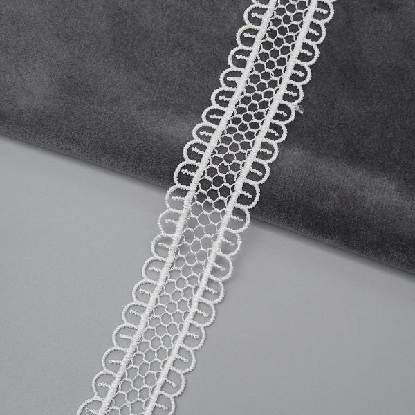 Кружево гипюр (плетёное) 20 мм, / 13.72 метра, белый