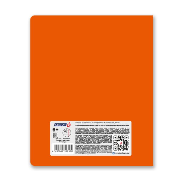 Тетрадь со справочным материалом Знания в действии, A5+ 48 л. на скобе 60 г/м², белизна 90%, 10 шт, линия, 00833 Литература, Светоч 48Т3