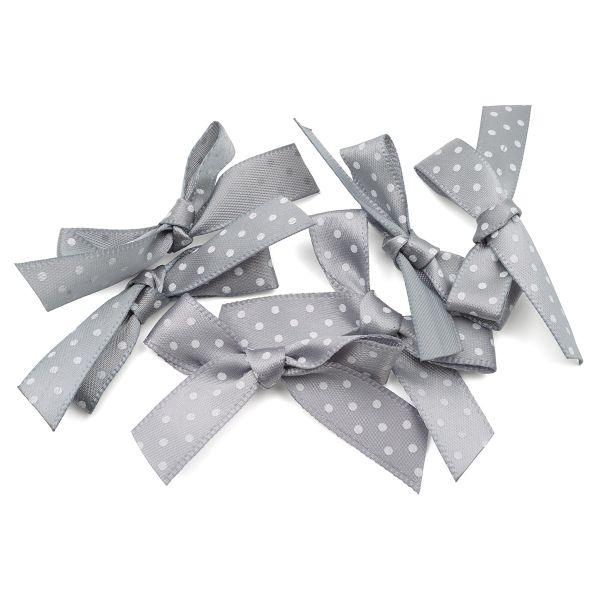 Бантики пришивные 3х2 см, 8 шт, св. серый горох