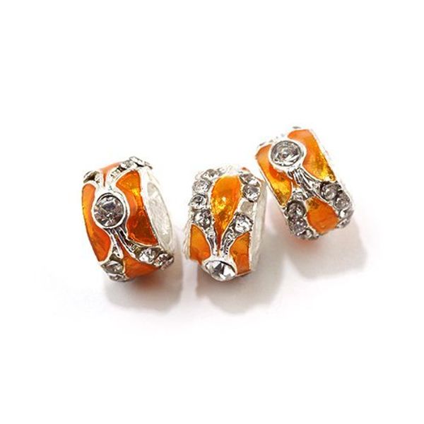 Бусины металл со стразами 7х12 мм, №1 in ⌀6 мм, 10 шт, Tesoro