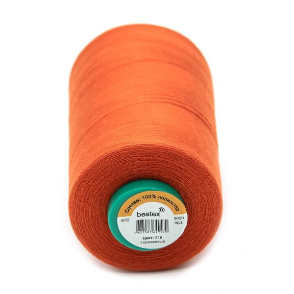 Нитки универсальные Bestex 40/2, 4570 м (5000 ярд) / 1 кат., 218 ярко-оранжевый