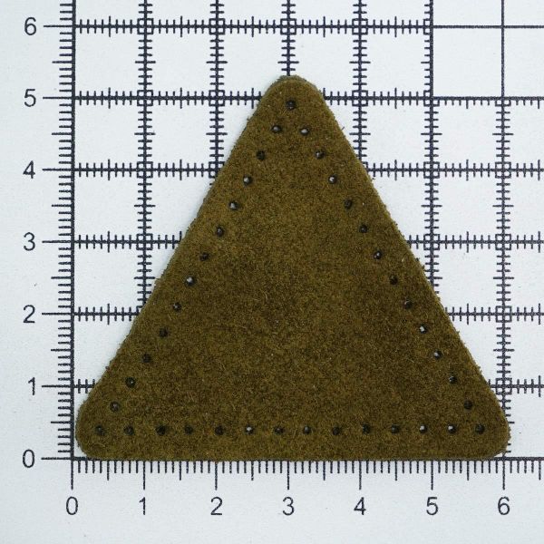 Заплатки пришивные из замши, треугольник равносторонний 6см с перфорацией, 2 шт, 100% кожа, 33 хаки, 59116