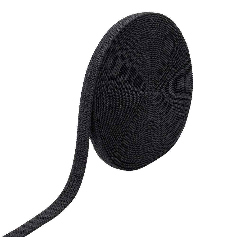 Стропа (ременная лента) 34 мм / 22.86 метра, [49.32 г/пог.м], плетеная эластичная, 01 черный, 3Al296