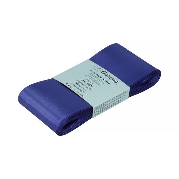 Лента атласная 1-сторонняя 50.0 мм / 5 шт по 5.4 метра, №115 синий, Gamma AL-50P