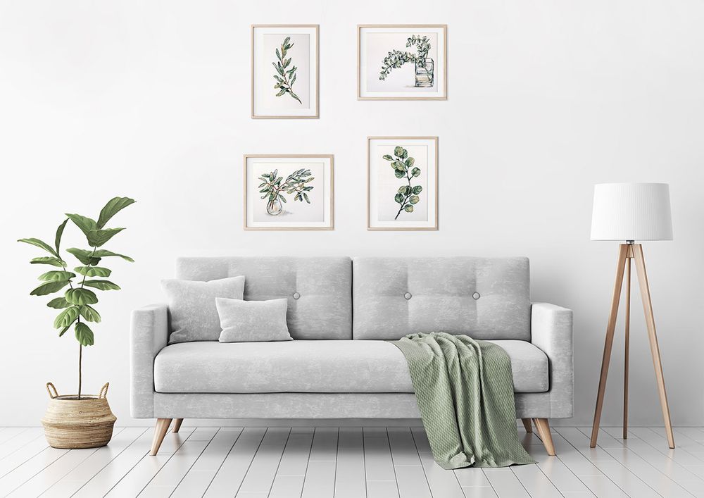 Набор для вышивания нитками Panna, Веточка эвкалипта, 21х30 см