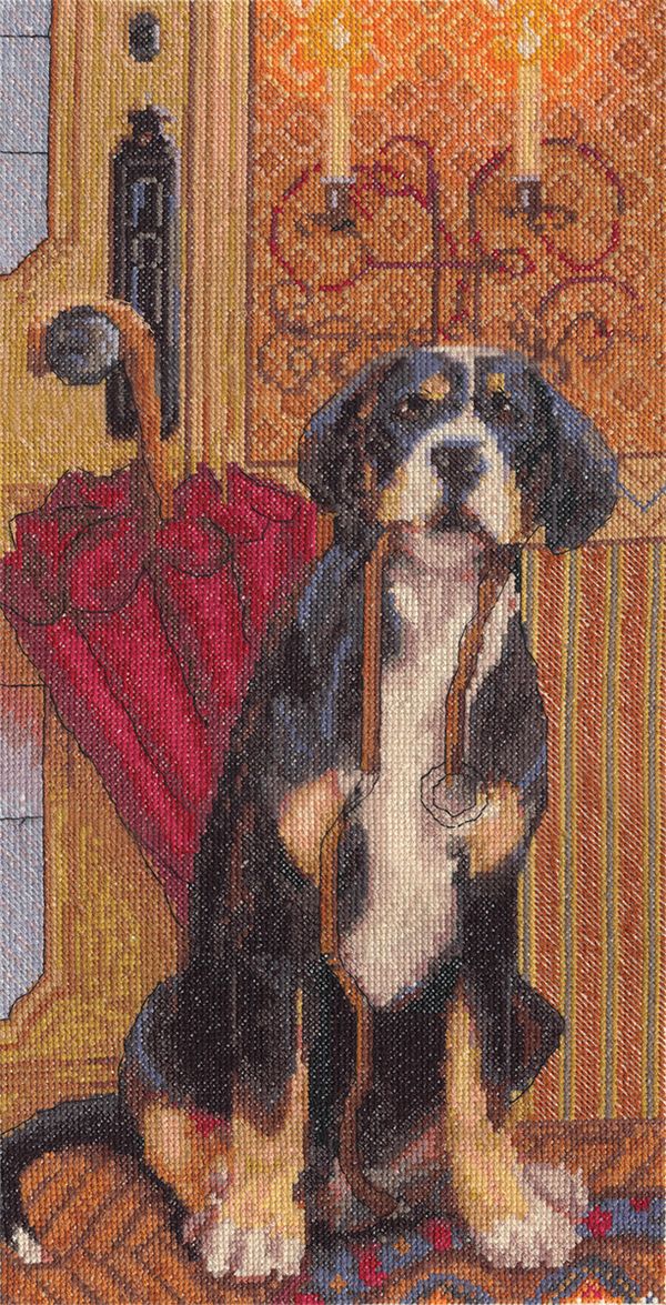 Набор для вышивания нитками Panna, В ожидании прогулки, 20,5х39 см