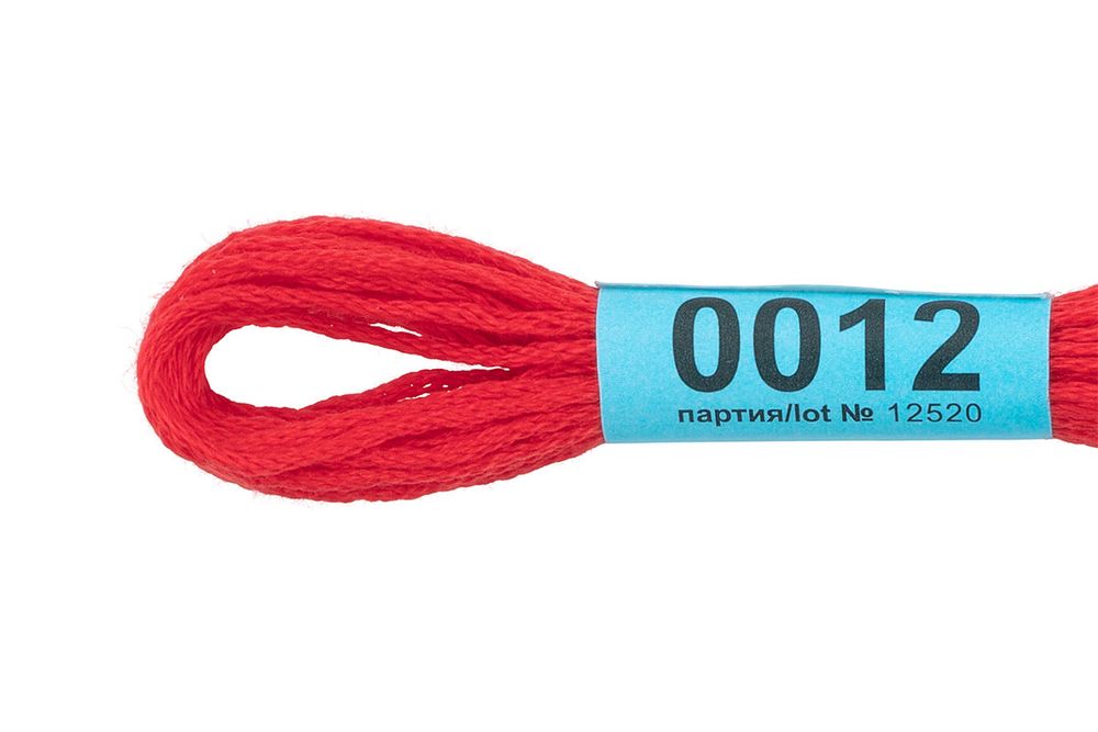 Мулине Gamma 100% хлопок, цв.0012 алый, 24 мотка по 8 метров