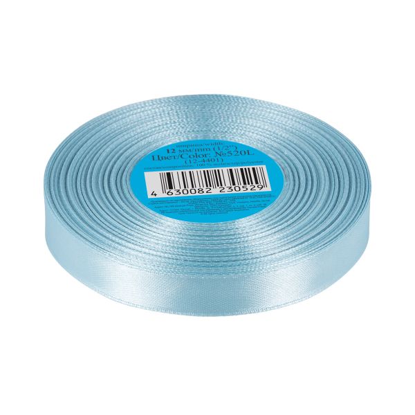 Лента атласная 1-сторонняя 12.0 мм / 33±2 метра, №520L(12-4401) голубой, Gamma