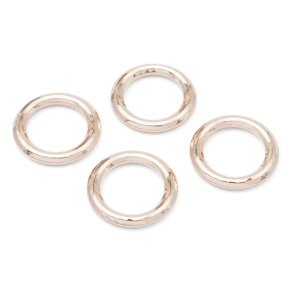 Кольцо литое металл in ⌀18 мм (25 мм внешн.), граненое (Gold золото), 4 шт, MB199