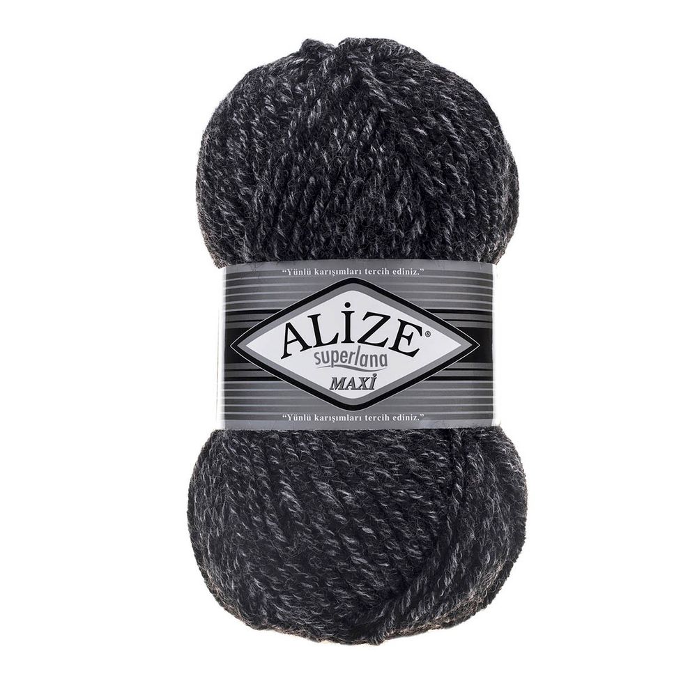 Пряжа Alize (Ализе) Superlana Maxi / уп.5 мот. по 100 г, 100м, 800 антрацитовый жаспе A