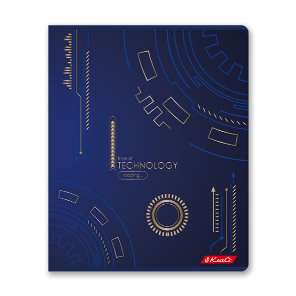 Тетрадь ученическая общая, тиснение фольгой, A5+ 96 л. на скобе, белизна 100%, 5 шт, клетка, 000347 Техно, Светоч 96ТСК5_6_3_1