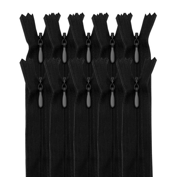 Молния потайная (скрытая) Т3 (3 мм) 1 зам., н/раз., 18 см, черн, 31150 / 18, 10 шт