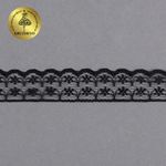 Кружево отделочное в стиле "трикотаж" 15 мм диз. T-012 цв.черный уп.9м