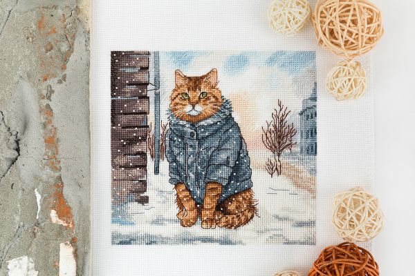 Набор для вышивания нитками Panna J-7500, Мартовский кот, 16х16 см