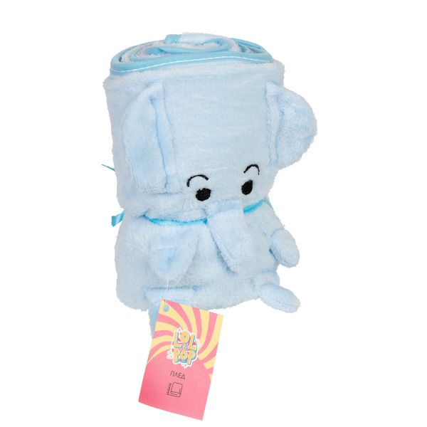 Плед мягкий 95х80 см, 100% полиэстер, №01 голубой/слон, Lol&Pop LLP-316