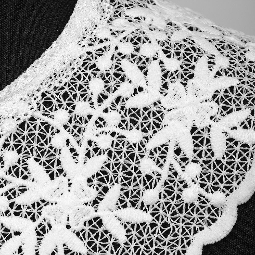 Накладной кружевной воротник 30х35 см, матовая нить Kruzhevo TBY.13/190, цв.белый уп.1шт