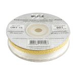 Лента капроновая (органза) 15.0 мм / 25 метров, 001 белый/золото, Blitz ORT-15