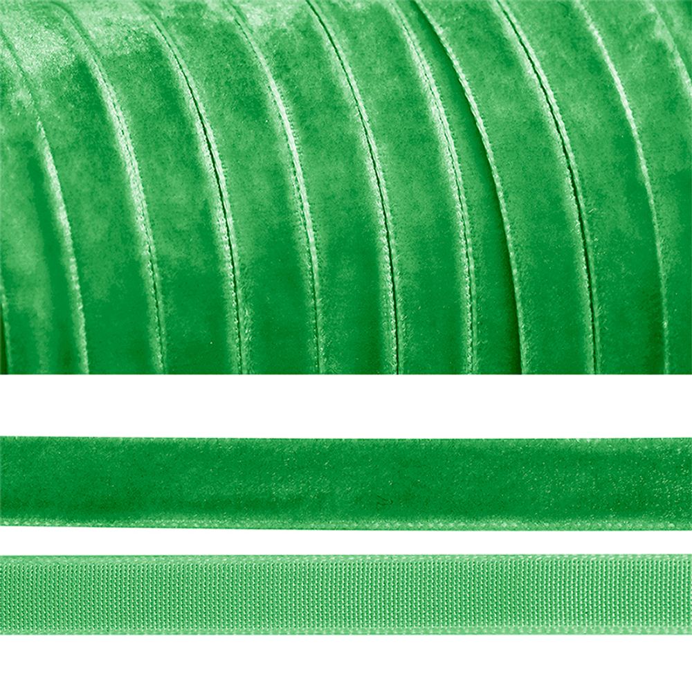 Лента бархатная 10 мм, LB1037 нейлон зеленый уп.20м