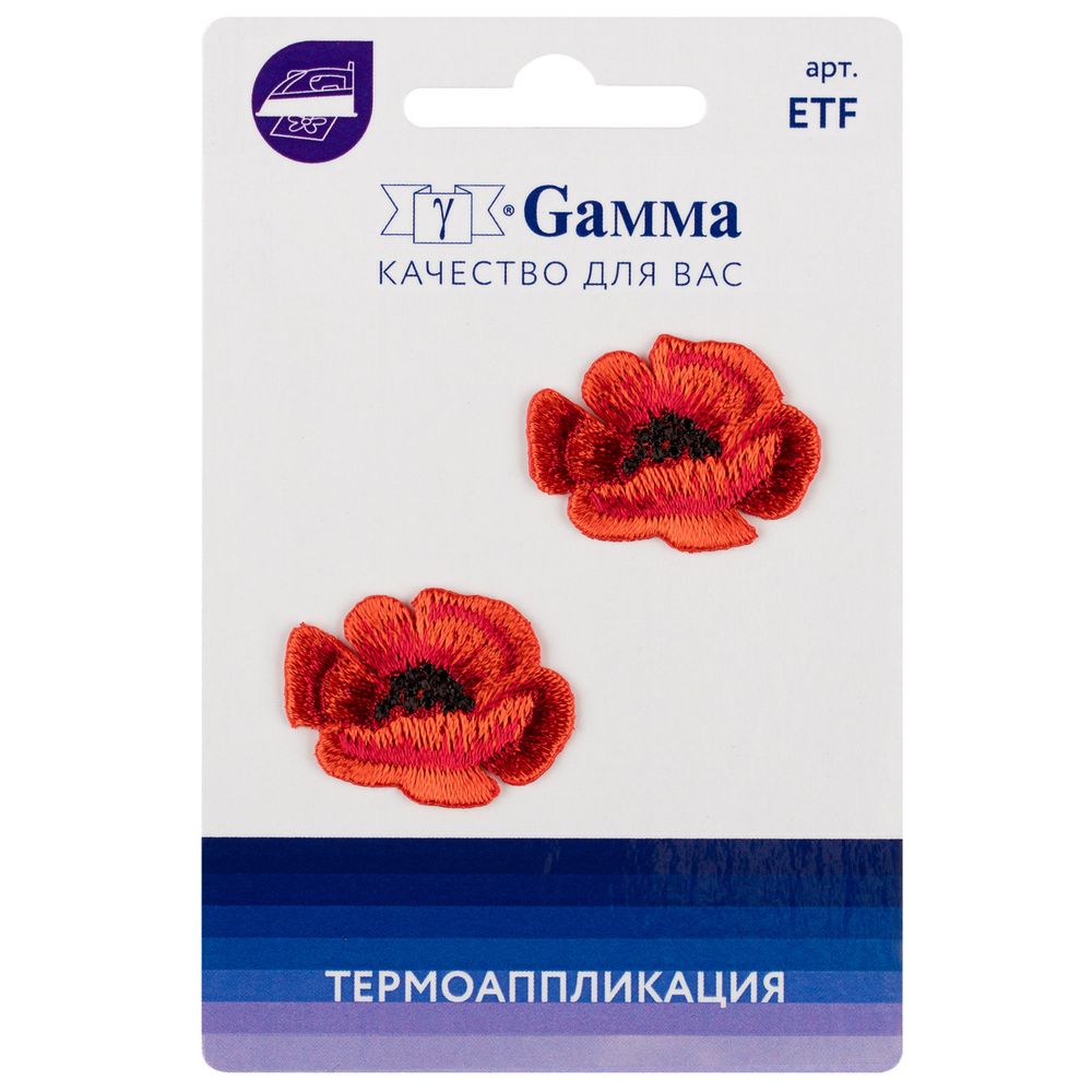 Термоаппликация №03 1 шт, 01-359 Маки 2 шт, 3х2 см, Gamma ETF