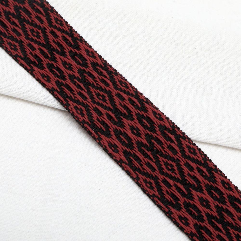 Лента для поясов 50 мм / 25 метров, рис. 9547 (черный/красный) С3798Г17