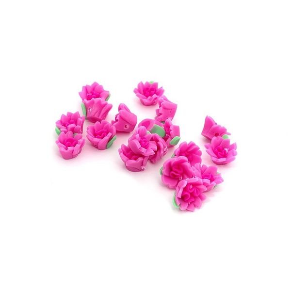 Бусины глиняные ⌀10 мм, in ⌀1 мм, 20 шт цв. розовый/зеленый, Magic4Hobby