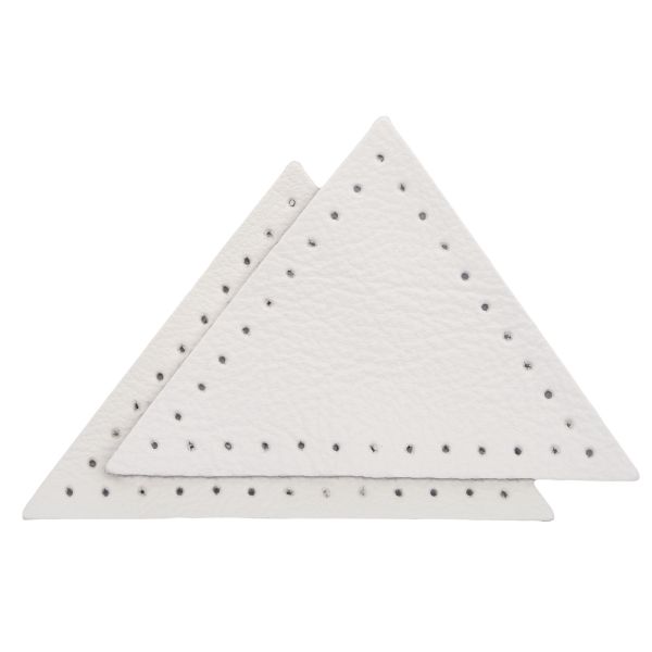 Заплатки пришивные из кожи, треугольник равнобедр., стор. 6см, с перфорацией, 2 шт, 100% кожа, 08 белый, 9902