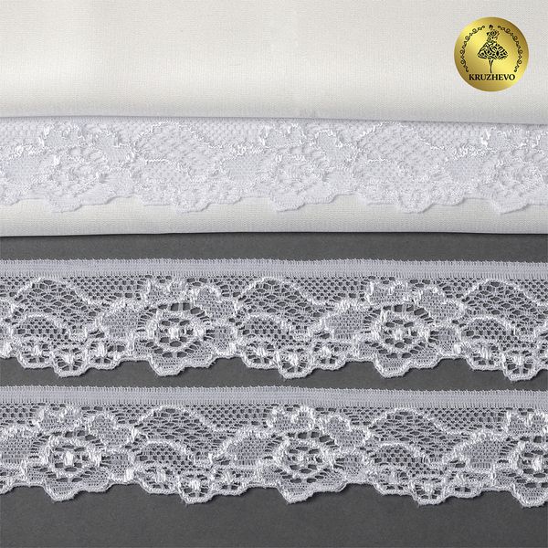 Кружево эластичное (стрейч) 30 мм, TBY.L839, 01 белый, 500м, Kruzhevo