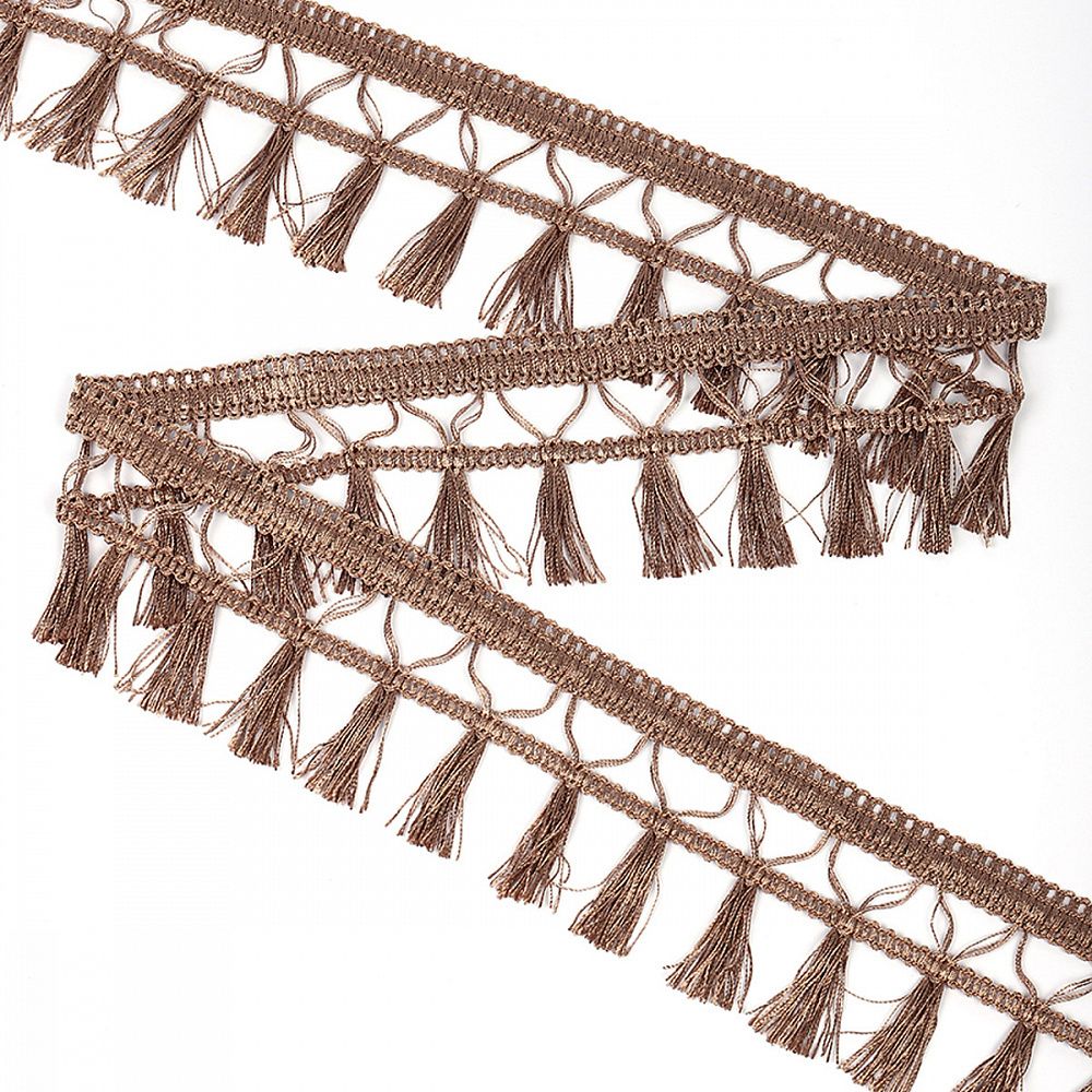 Бахрома отделочная 70.0 мм / 10 метров, 6154-0419, с кисточками, цв.6458 темно-бежевый