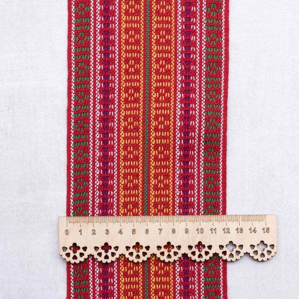 Лента для поясов 120 мм / 15 метров, рис 9857, красн/бел/зел/син/желт, С3882Г17