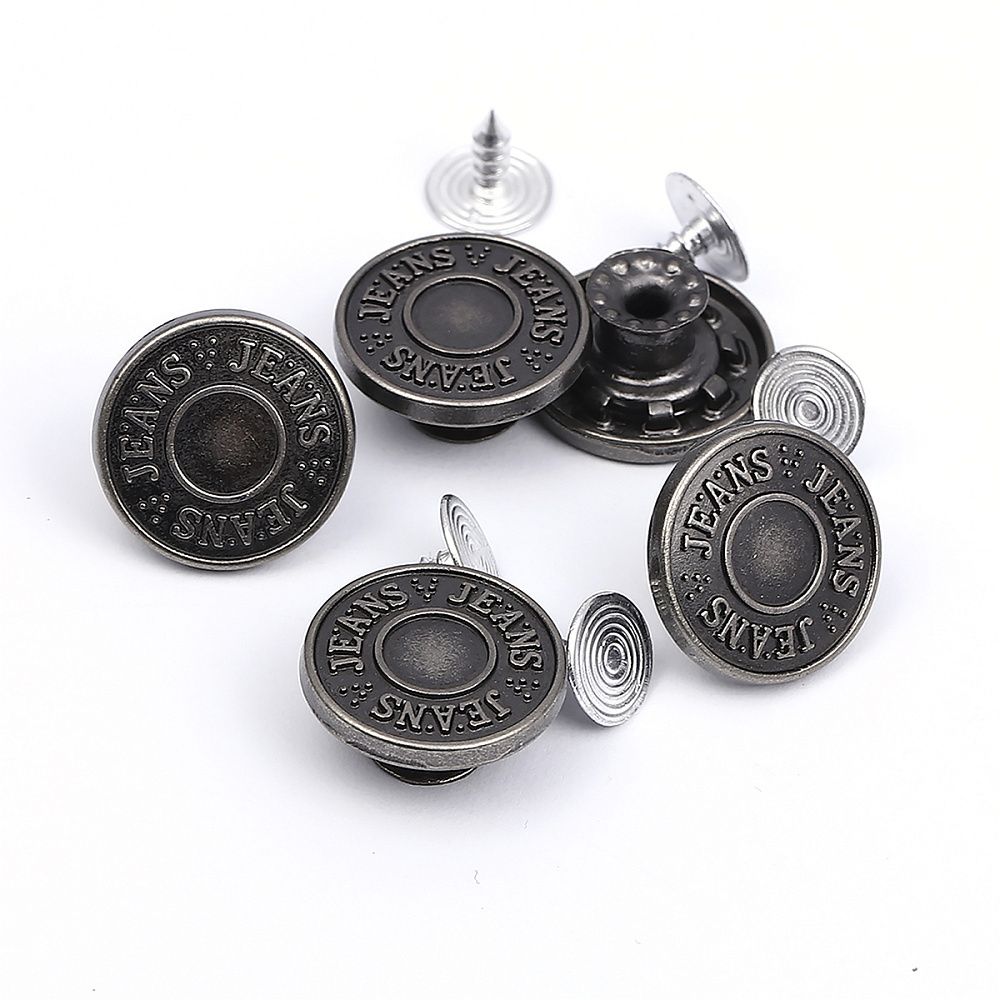 Пуговицы джинсовые ⌀17 мм, фиксированная ножка, сталь, античное серебро, 100 шт
