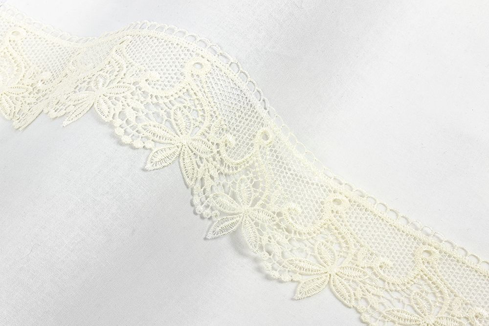 Кружево гипюр (плетёное) 80 мм / 10 м, кремовый, Gamma GGM-8001 Кружево гипюр (плетёное) 80 мм / 10 м, кремовый, Gamma GGM-8001