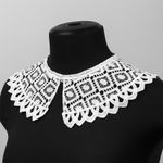 Накладной кружевной воротник 30х35 см, матовая нить Kruzhevo TBY.13/191, цв.белый уп.1шт