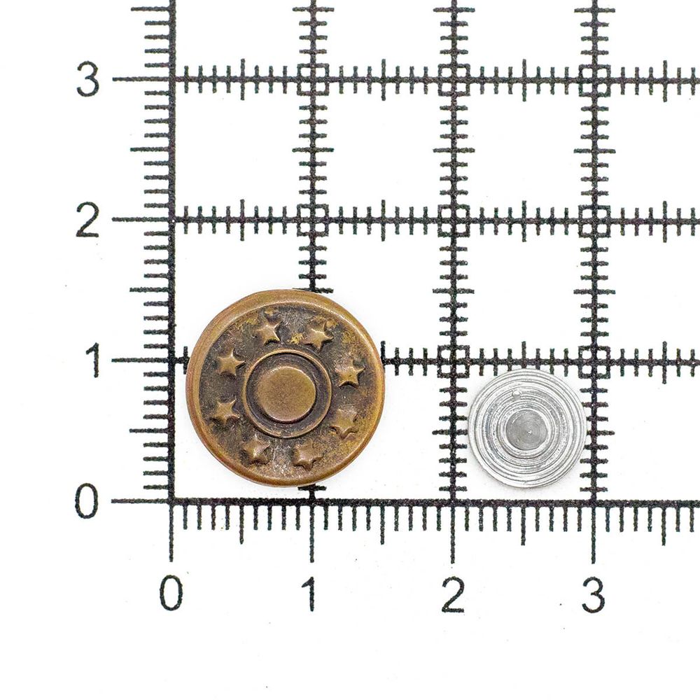 Пуговицы джинсовые ⌀14 мм, фиксированная ножка, сталь, 8 звезд, антик, 100 шт, New Star
