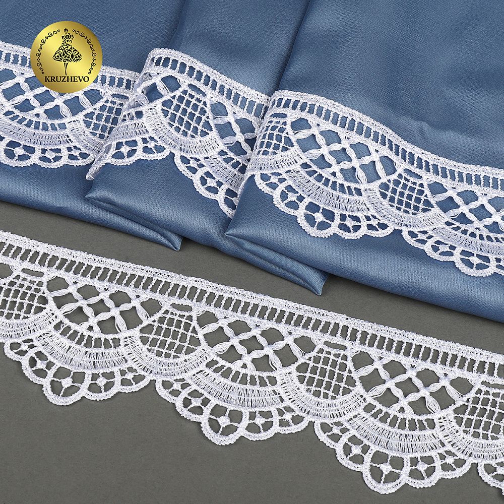 Кружево гипюр (плетёное) матовая нить арт.TR.8G8299 55мм цв.01 белый уп.9м, Kruzhevo