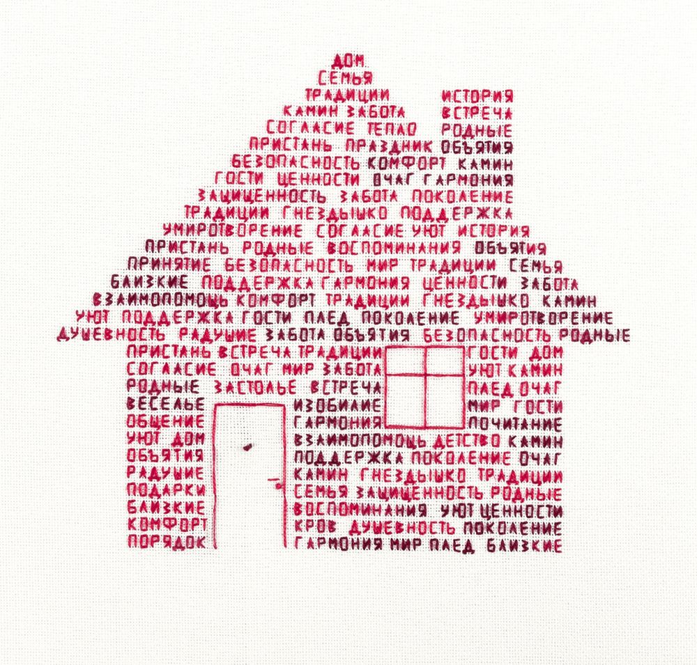 Набор для вышивания нитками Panna SO-7552, Дом из слов, 21.5х19 см