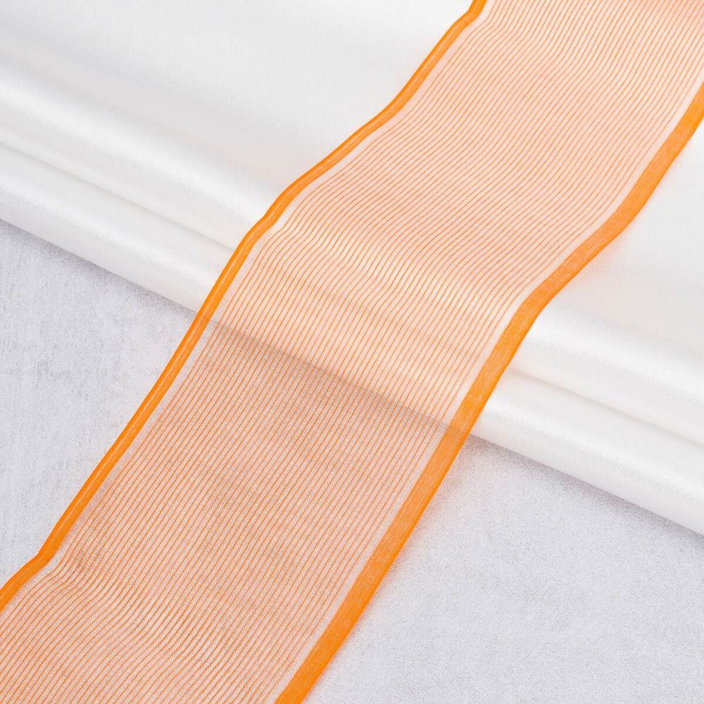 Лента для бантов 80.0 мм / 25 метров, оранжевый/ серебро, С3501Г17(С3622Г17)