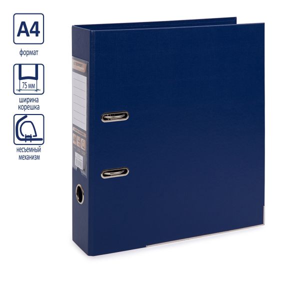 Регистратор PVC, 2-х стороннее покрытие, мет.уг. 75 мм, 10 шт, Premier A4 арочный механ, синий ЕС100262002, Expert Complete