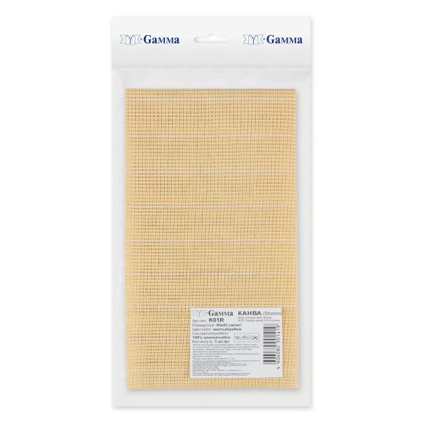 Канва страмин мелкая, 45х45±2 см, желтый, Gamma K01R