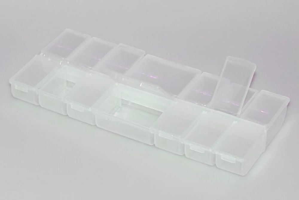 Контейнер для мелочей пенал большой 25x10.5x2.75 см, 14 ячеек, цв. в ассортименте