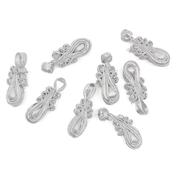 Сутажная застежка, 7 см (серебро), NO.1, 5 шт