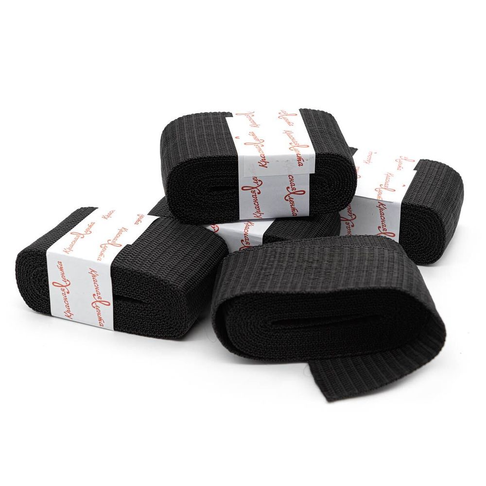 Стропа (ременная лента) 50 мм / 5х2.5 метра, толщ. 1.0 мм, [28 г/пог.м], 100% п/э, 20 черный