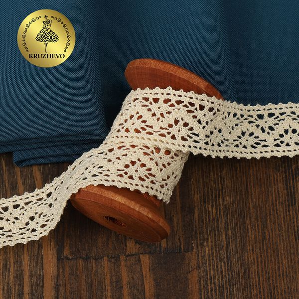 Кружево вязаное (тесьма) 20 мм / 10м, 5237 Тонкая нить цв.01 натуральный, Kruzhevo