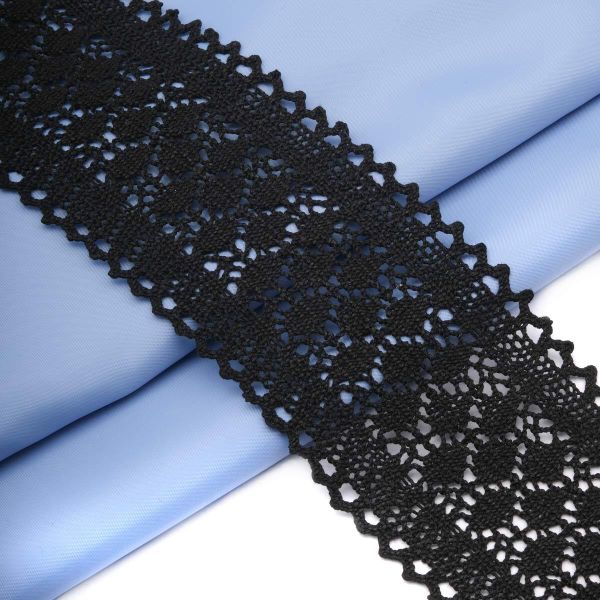 Кружево вязаное (тесьма) 85 мм / 25 метров, рис.85.01.121 черный