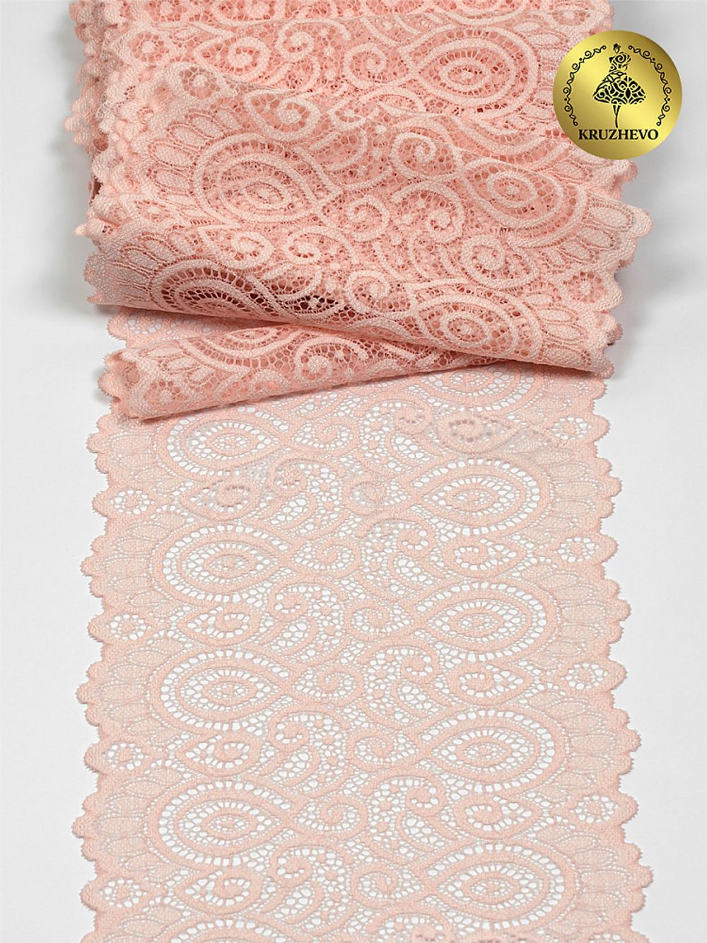 Кружево бельевое эластичное 180 мм / 3 метра, TBY.L1351, цв.081 лососевый, Kruzhevo