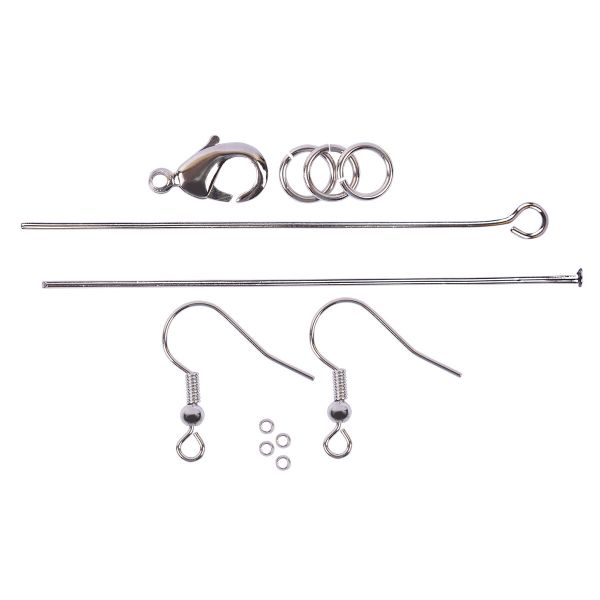 Набор фурнитуры FMK-F01 5х100 шт, №03 под античное серебро, Zlatka FMK-F01