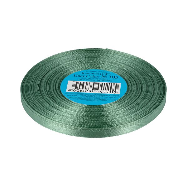 Лента атласная 1-сторонняя 6.0 мм / 33±2 метра, 105 зеленый, Gamma