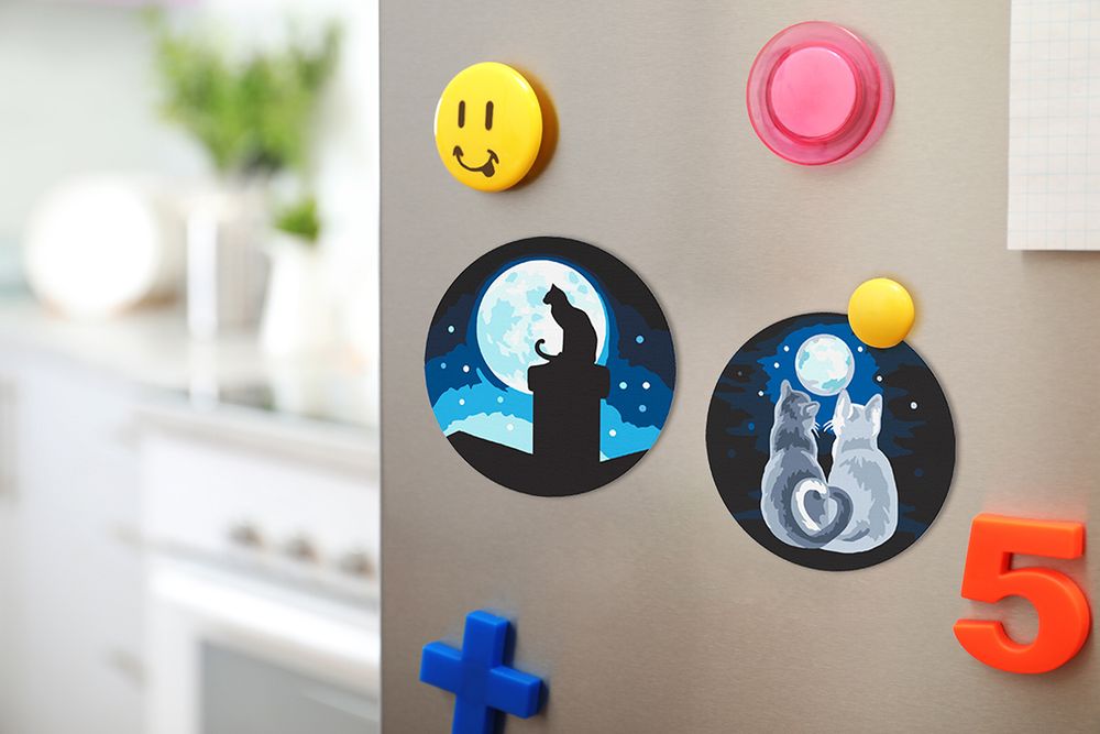 Картина по номерам Фрея, на магните Лунные котики, 9х9 см